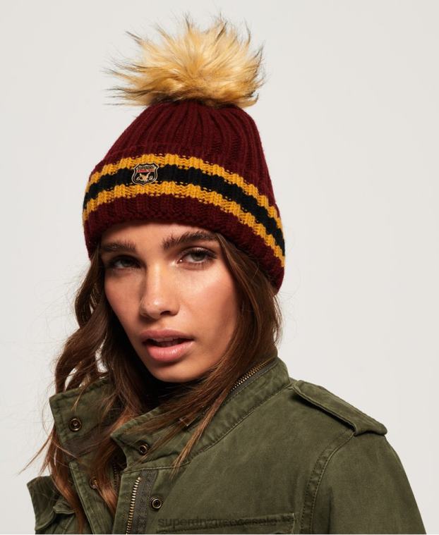 aimee ριγέ ραβδώσεις beanie γυναίκες Superdry αξεσουάρ 00T2R4339 το κόκκινο