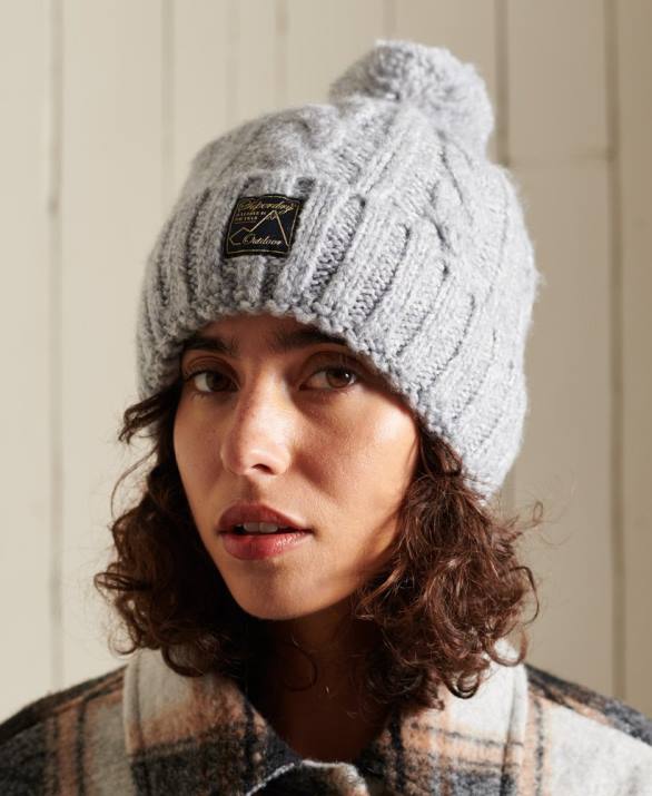 τουίντ καλωδίου beanie γυναίκες αξεσουάρ γκρί Superdry L02L4297