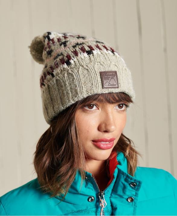 intarsia beanie γυναίκες αξεσουάρ μπεζ Superdry L02L4311