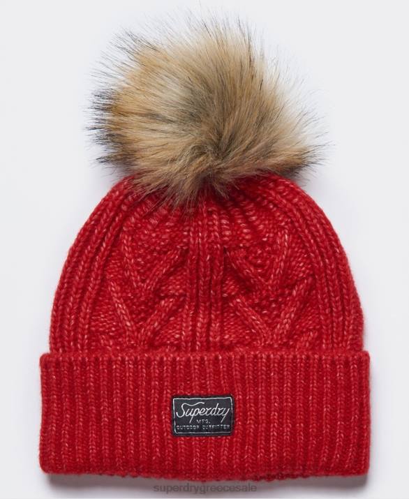 καλώδιο lux beanie γυναίκες αξεσουάρ το κόκκινο Superdry L02L4294