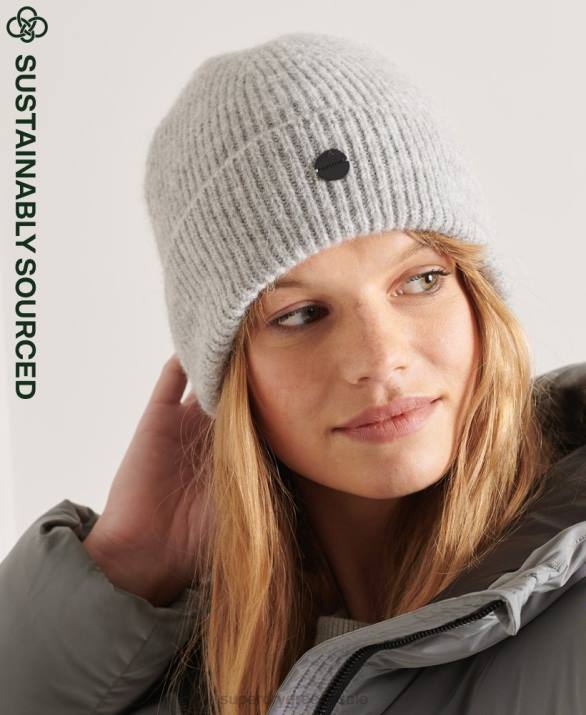 luxe beanie γυναίκες αξεσουάρ ανοιχτό γκρι Superdry L02L6611