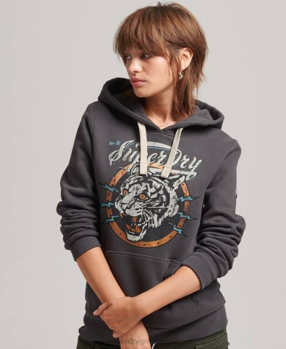 boho γραφικό hoodie γυναίκες είδη ένδυσης γκρί Superdry L02L6153