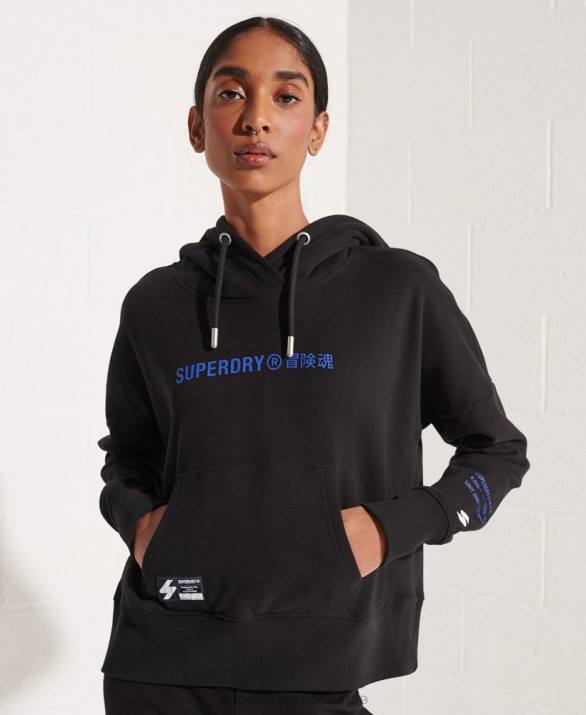 cooperate λογότυπο crop hoodie γυναίκες είδη ένδυσης μαύρος Superdry L02L3470