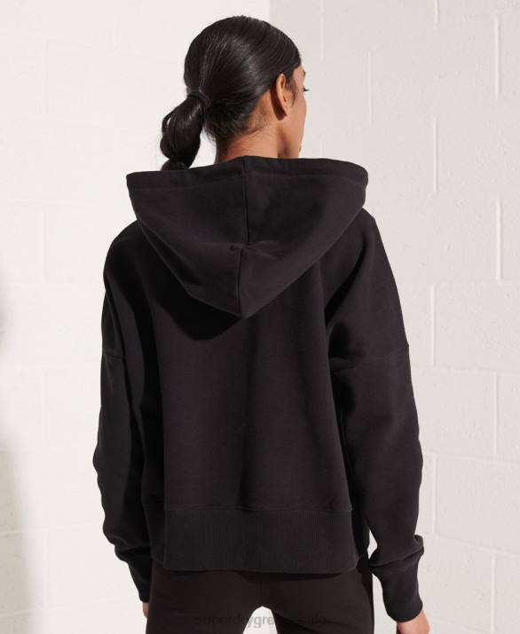 cooperate λογότυπο crop hoodie γυναίκες είδη ένδυσης μαύρος Superdry L02L3470