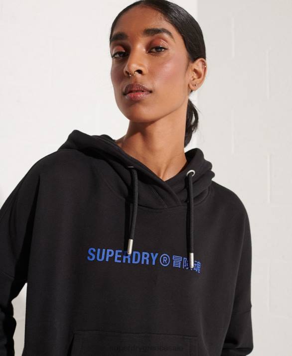 cooperate λογότυπο crop hoodie γυναίκες είδη ένδυσης μαύρος Superdry L02L3470