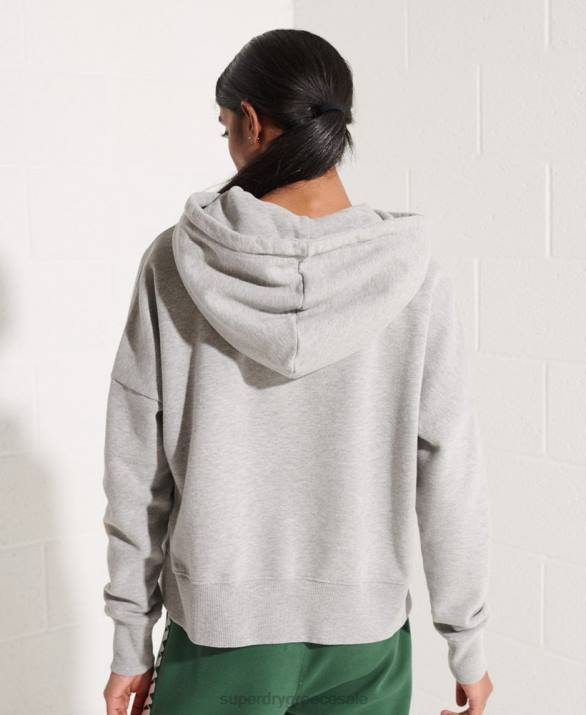 cooperate λογότυπο crop hoodie γυναίκες είδη ένδυσης γκρί Superdry L02L3480