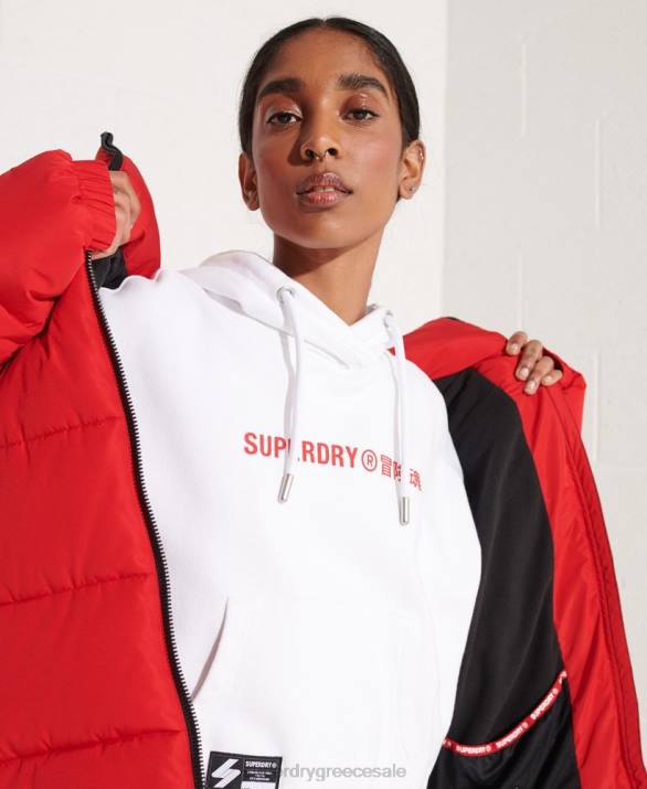 cooperate λογότυπο crop hoodie γυναίκες είδη ένδυσης άσπρο Superdry L02L3483