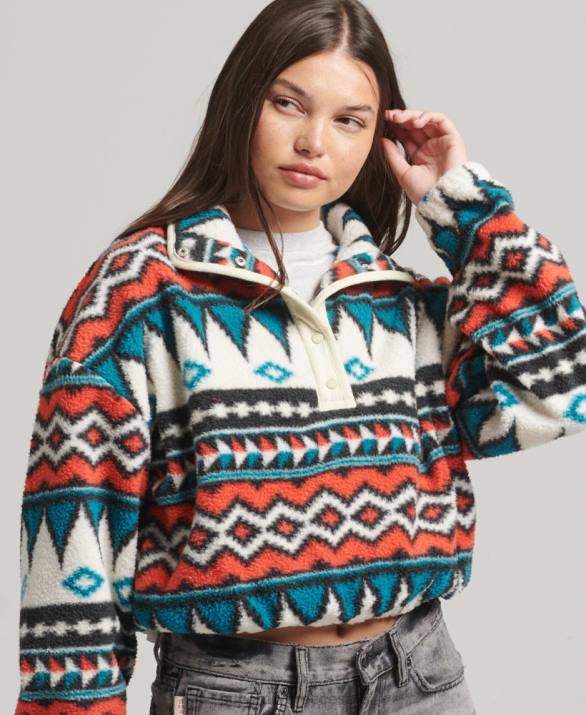 εμπριμέ μισό φερμουάρ fleece top γυναίκες είδη ένδυσης πολυ Superdry L02L5785