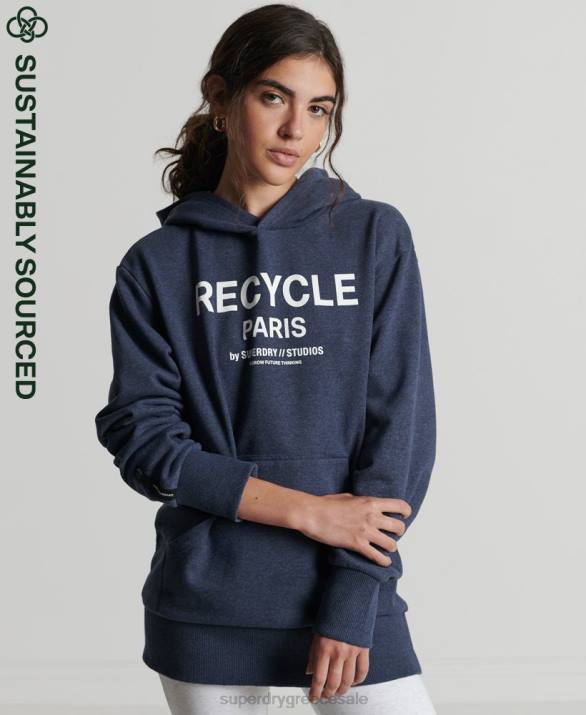 ανακυκλωμένο hoodie πόλης γυναίκες είδη ένδυσης μπλε Superdry L02L5906