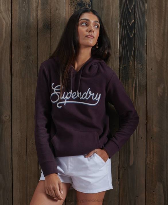 σούπερ μαλακό rib hoodie γυναίκες είδη ένδυσης μωβ Superdry L02L6180