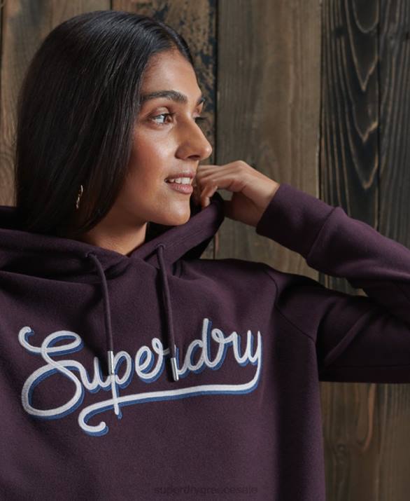 σούπερ μαλακό rib hoodie γυναίκες είδη ένδυσης μωβ Superdry L02L6180