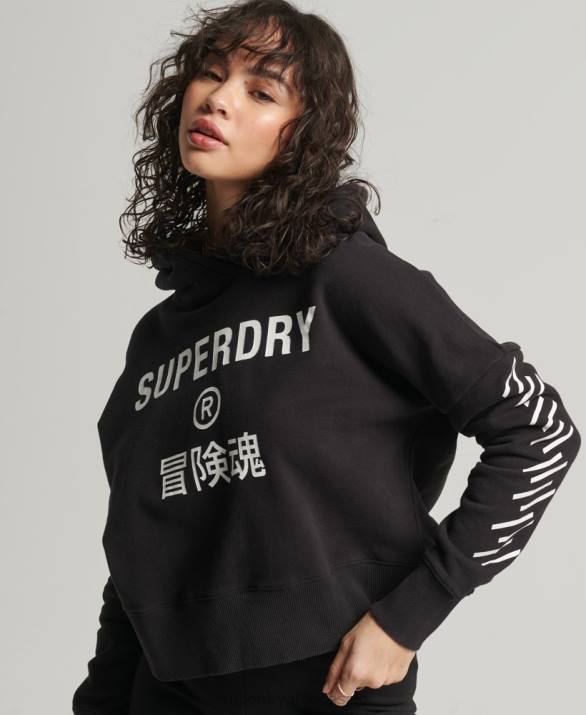 κουκούλα sport crop box γυναίκες είδη ένδυσης μαύρος Superdry L02L3493