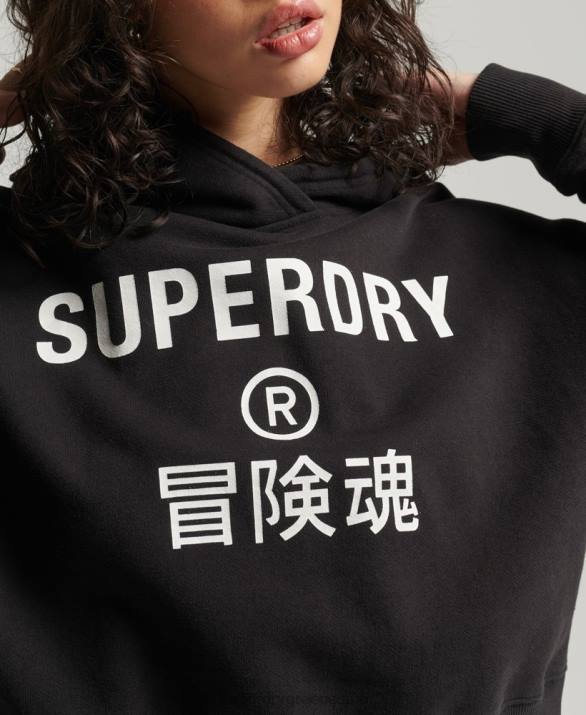 κουκούλα sport crop box γυναίκες είδη ένδυσης μαύρος Superdry L02L3493