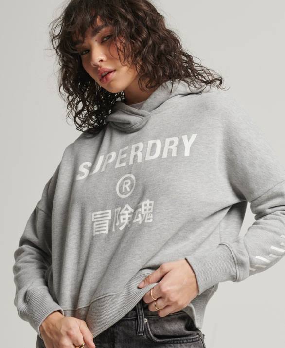 κουκούλα sport crop box γυναίκες είδη ένδυσης γκρί Superdry L02L5898