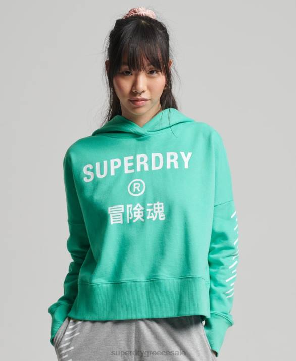 κουκούλα sport crop box γυναίκες είδη ένδυσης πράσινος Superdry L02L5978