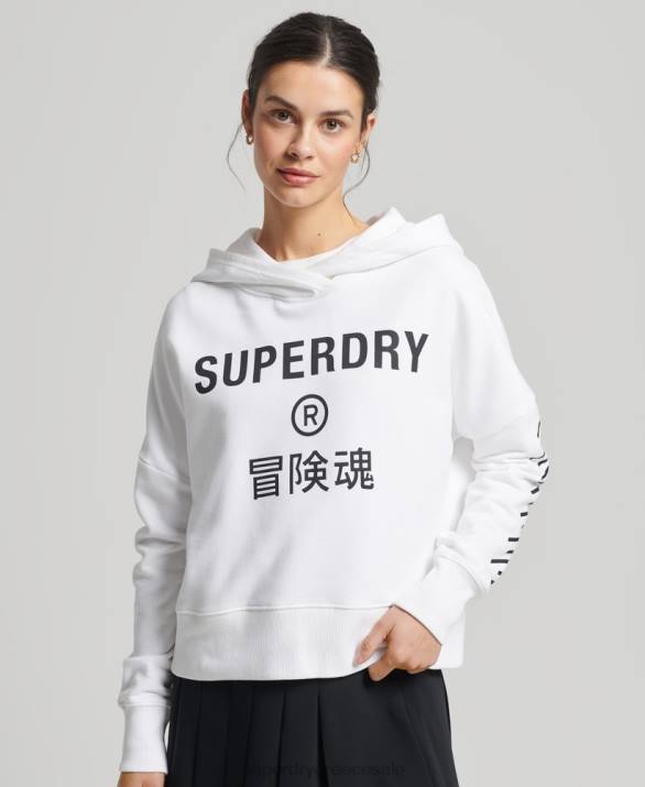 κουκούλα sport crop box γυναίκες είδη ένδυσης άσπρο Superdry L02L5989