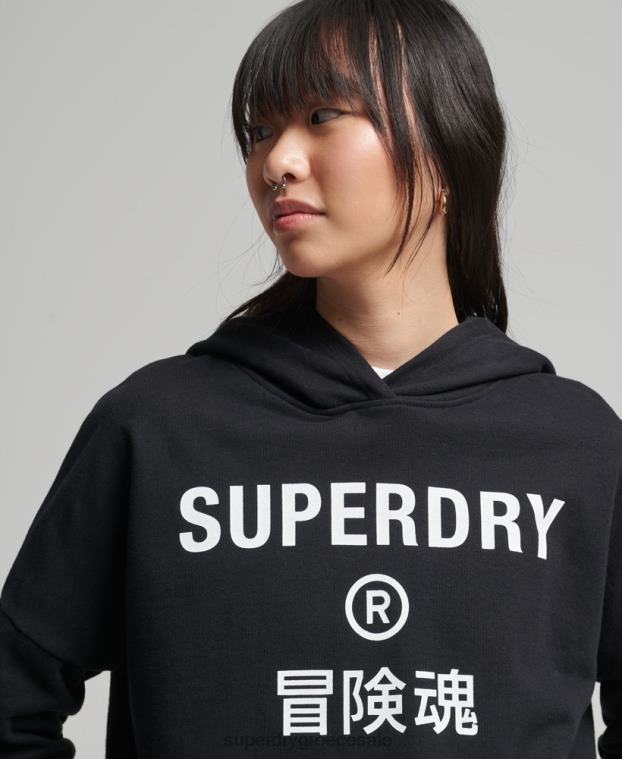 Κωδικός πυρήνα sport crop box hoodie γυναίκες Superdry είδη ένδυσης 00T2R5862 μαύρος