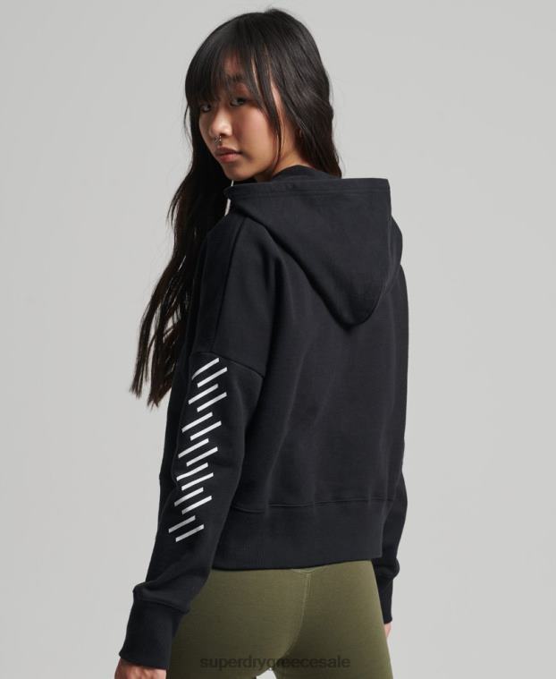 Κωδικός πυρήνα sport crop box hoodie γυναίκες Superdry είδη ένδυσης 00T2R5862 μαύρος