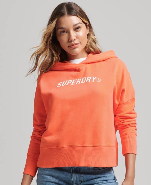 Κωδικός πυρήνα sport crop box hoodie γυναίκες είδη ένδυσης ροζ Superdry L02L5937