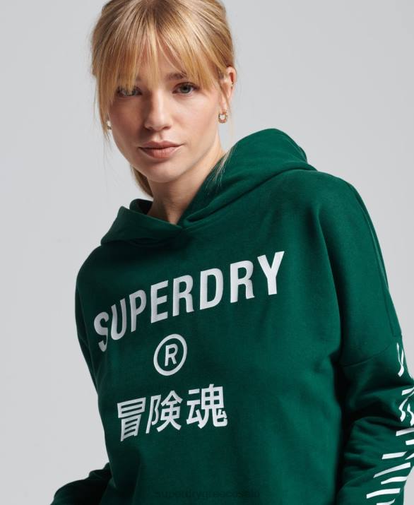 Κωδικός πυρήνα sport crop box hoodie γυναίκες είδη ένδυσης πράσινος Superdry L02L5955