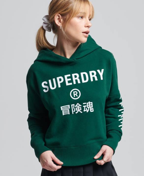 Κωδικός πυρήνα sport crop box hoodie γυναίκες είδη ένδυσης πράσινος Superdry L02L5955