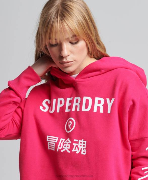 Κωδικός πυρήνα sport crop box hoodie γυναίκες είδη ένδυσης ροζ Superdry L02L6098