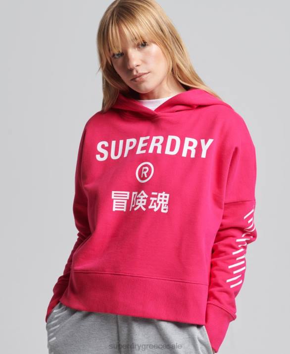 Κωδικός πυρήνα sport crop box hoodie γυναίκες είδη ένδυσης ροζ Superdry L02L6098