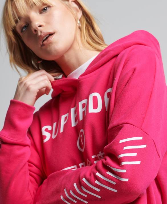 Κωδικός πυρήνα sport crop box hoodie γυναίκες είδη ένδυσης ροζ Superdry L02L6098