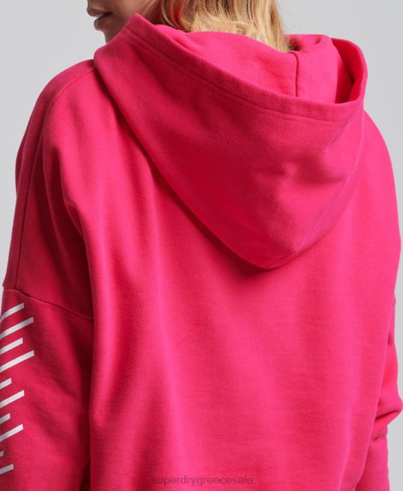 Κωδικός πυρήνα sport crop box hoodie γυναίκες είδη ένδυσης ροζ Superdry L02L6098