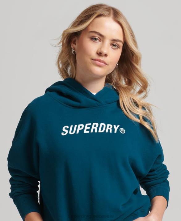 Κωδικός πυρήνα sport crop box hoodie γυναίκες είδη ένδυσης μπλε Superdry L02L6129