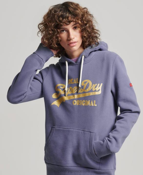 vintage λογότυπο πρωτότυπο hoodie γυναίκες είδη ένδυσης μωβ Superdry L02L3322