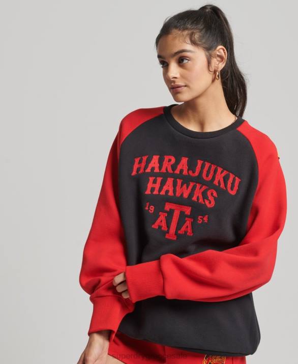 vintage κολεγιακό φούτερ πληρώματος raglan γυναίκες είδη ένδυσης μαύρος Superdry L02L3375