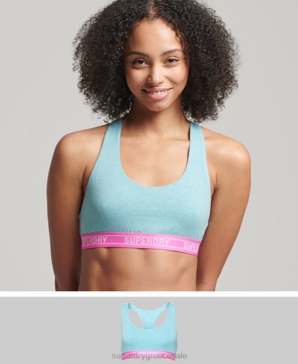 bralette crop multi logo από οργανικό βαμβάκι γυναίκες είδη ένδυσης μπλε Superdry L02L6572