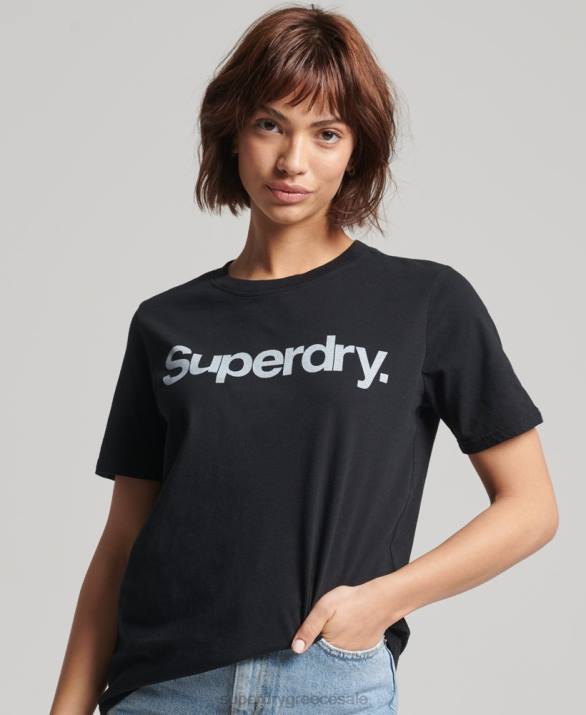 T-shirt με λογότυπο γυναίκες είδη ένδυσης μαύρος Superdry L02L6211