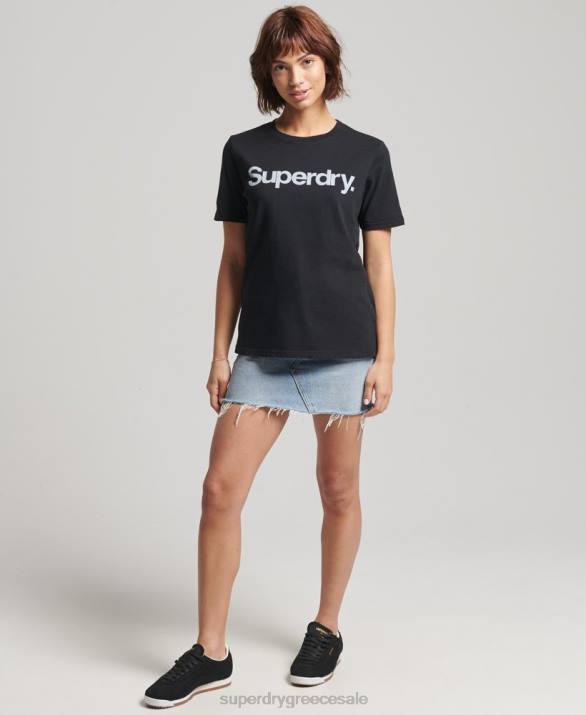 T-shirt με λογότυπο γυναίκες είδη ένδυσης μαύρος Superdry L02L6211