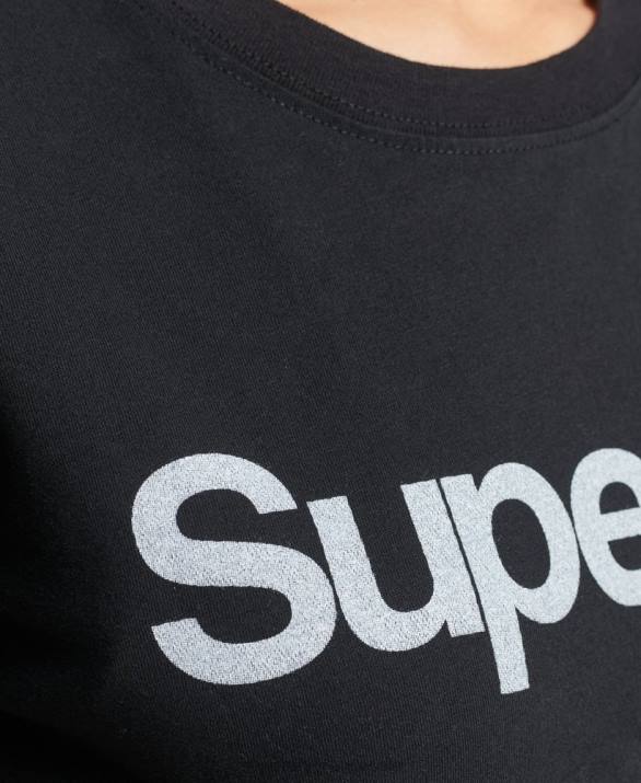 T-shirt με λογότυπο γυναίκες είδη ένδυσης μαύρος Superdry L02L6211