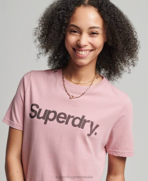 T-shirt με λογότυπο γυναίκες είδη ένδυσης ροζ Superdry L02L6242