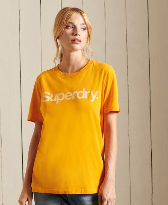 T-shirt με λογότυπο γυναίκες είδη ένδυσης χρυσός Superdry L02L6244