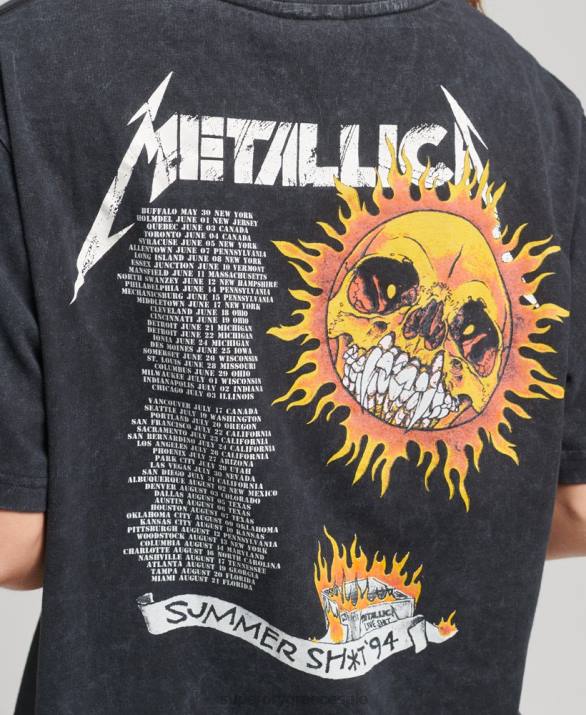 T-shirt με band περιορισμένης έκδοσης metallica γυναίκες είδη ένδυσης μαύρος Superdry L02L2799