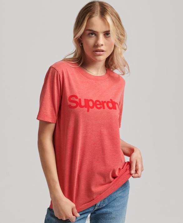 core logo 80s t-shirt γυναίκες είδη ένδυσης το κόκκινο Superdry L02L2669