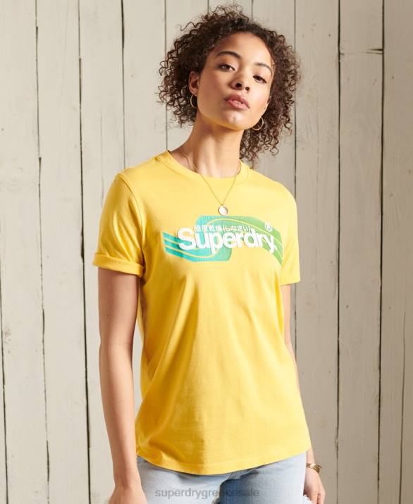 core logo cali t-shirt γυναίκες είδη ένδυσης κίτρινος Superdry L02L6263