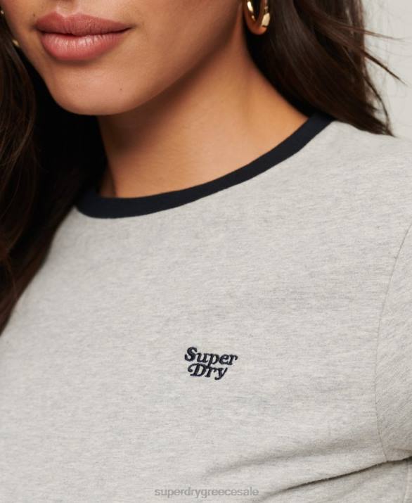 ringer t-shirt γυναίκες είδη ένδυσης σκούρο γκρι Superdry L02L2678