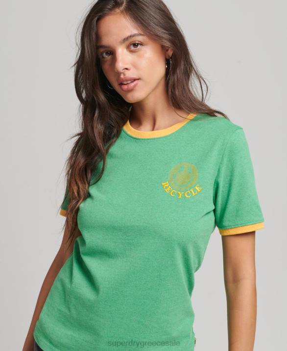 ανακυκλωμένο ringer t-shirt γυναίκες είδη ένδυσης πράσινος Superdry L02L2831