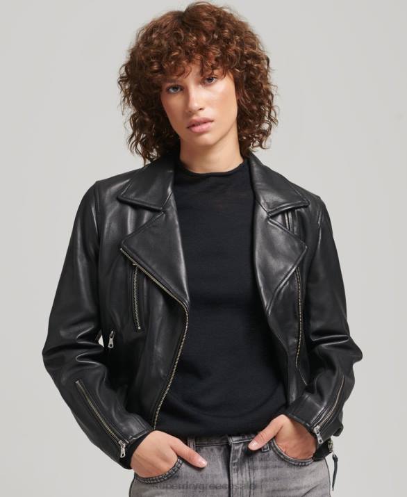 δερμάτινο biker jacket γυναίκες είδη ένδυσης μαύρος Superdry L02L3590