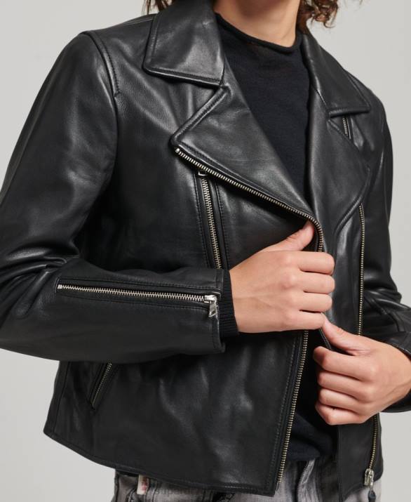 δερμάτινο biker jacket γυναίκες είδη ένδυσης μαύρος Superdry L02L3590