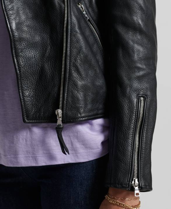 δερμάτινο biker jacket γυναίκες είδη ένδυσης μαύρος Superdry L02L3844