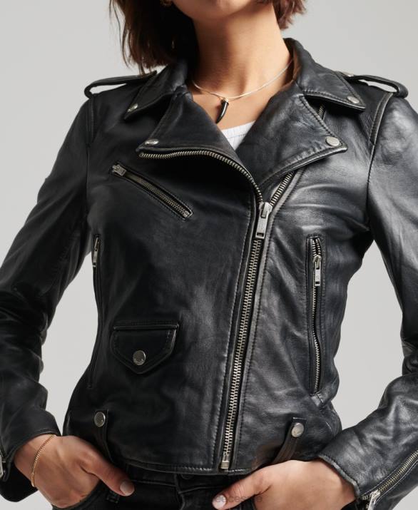 δερμάτινο biker jacket rylee γυναίκες είδη ένδυσης μαύρος Superdry L02L3735