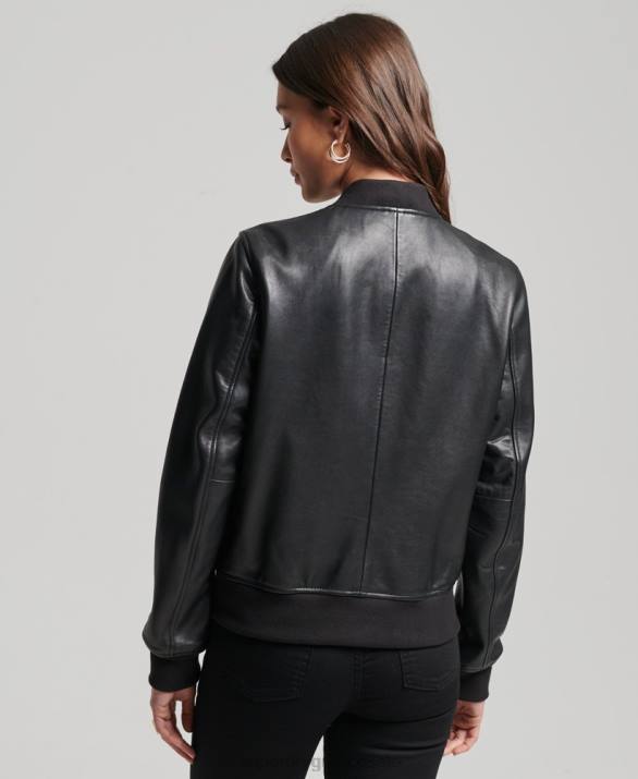 δερμάτινο στούντιο πτήσης bomber jacket γυναίκες είδη ένδυσης μαύρος Superdry L02L3838