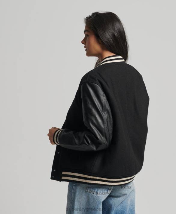 κολεγιακό πανεπιστήμιο bomber jacket γυναίκες είδη ένδυσης σκούρο γκρι Superdry L02L5409