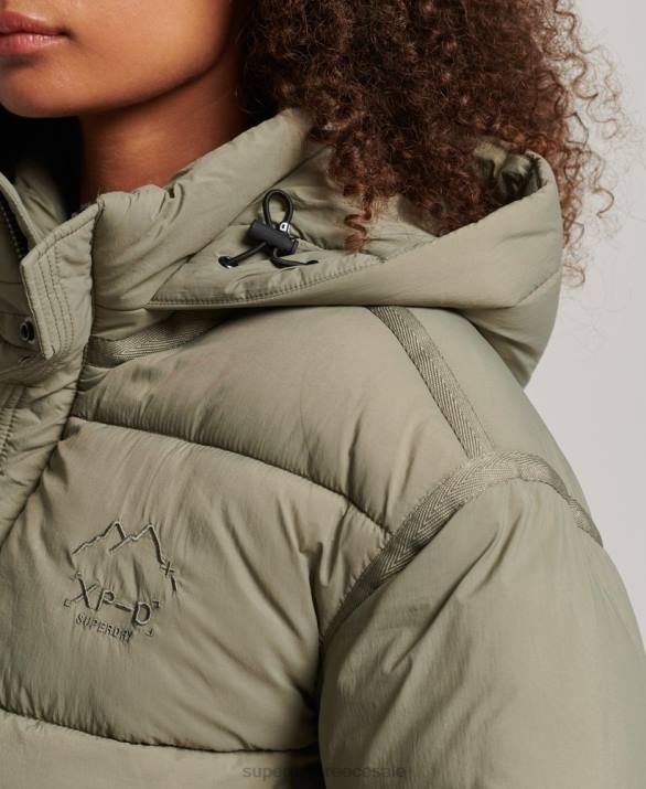 cropped cocoon puffer jacket γυναίκες είδη ένδυσης χακί Superdry L02L3577